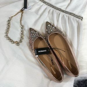 Express Shoes - Express jeweled rose gold flats Express Shoes - Express jeweled rose gold flats